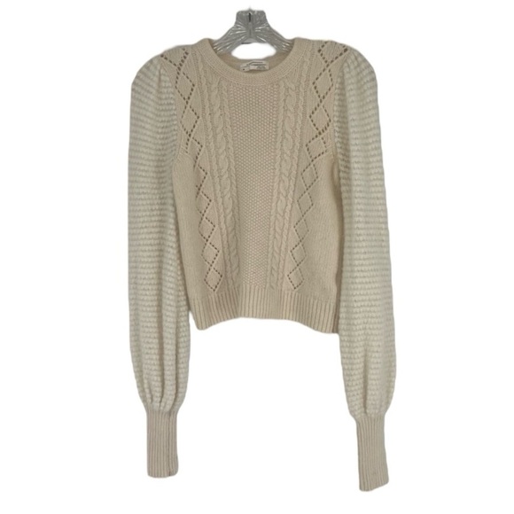 Anthropologie Sweaters - Anthropologie Cream Wool Alpaca Blend Knit Bohemian Balloon Sleeve Sweater XS